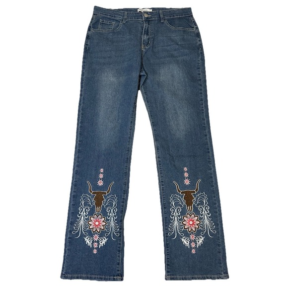 Miss Look Women's High Rise Western Inspired Bootcut Jeans Size Large - Picture 1 of 6